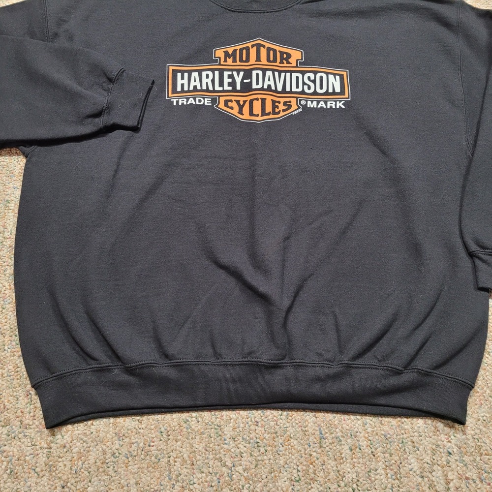 Harley Davidson Sweatshirt Mens 2XL Black Logo Crewneck Pullover Wisconsin Biker - Picture 4 of 10